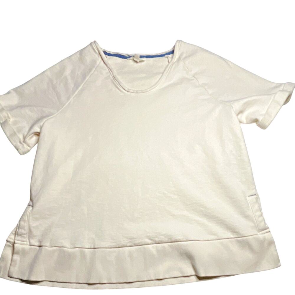 Per Una Women’s M White Solid Scoop Neck Short Sleeve Pullover T-Shirt(0017)